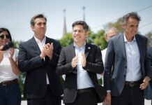 Kicillof inauguró un puente sobre el río Luján y volvió a cuestionar la falta de obra pública en PBA