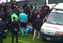 Suspendieron San Martín-Nueva Chicago por la agresión al arquero Facundo Masuero: lo retiraron de la cancha en ambulancia y fue internado